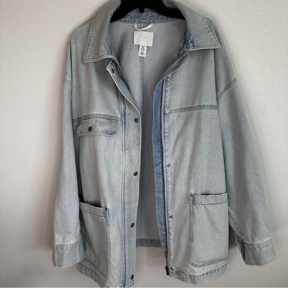 H&M Oversized Light Denim Jacket Sz XXL - Picture 5 of 16